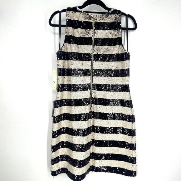 Eliza J Dress Size 4 Shift Stripe Sequin NWT $188 Reversible Sequins - Picture 5 of 6